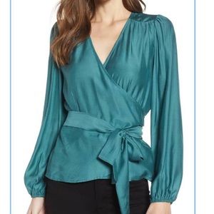 Chlelsea28 Teal Wrap Blouse